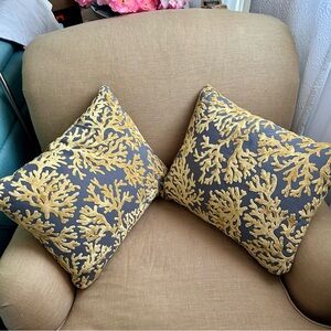 Elegant Gold and Gray Coral Accent Pillows